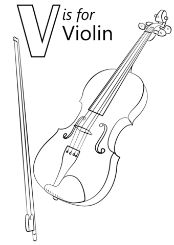 V Is For Violin Coloring Page